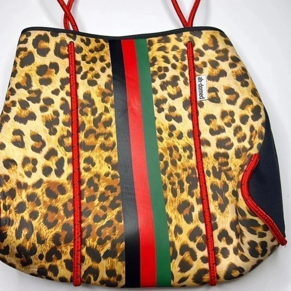 Ad-Dorned Neoprene Tote w/ Removable Pouch NWT leopard print - Picture 1 of 6